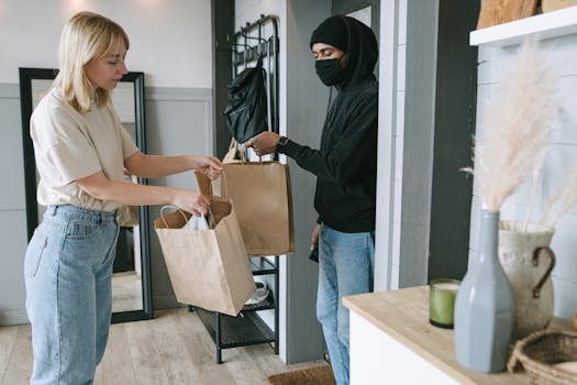 A delivery person take dispute product easily